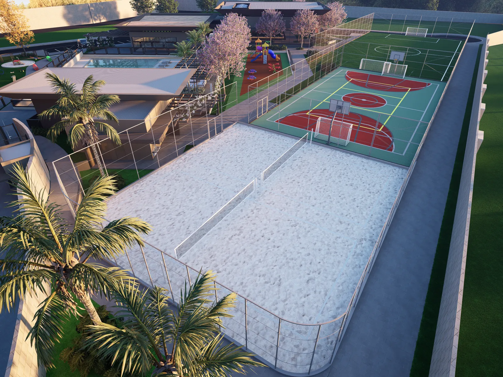 Quadras esportivas do Ouro Branco Residence em Dourados